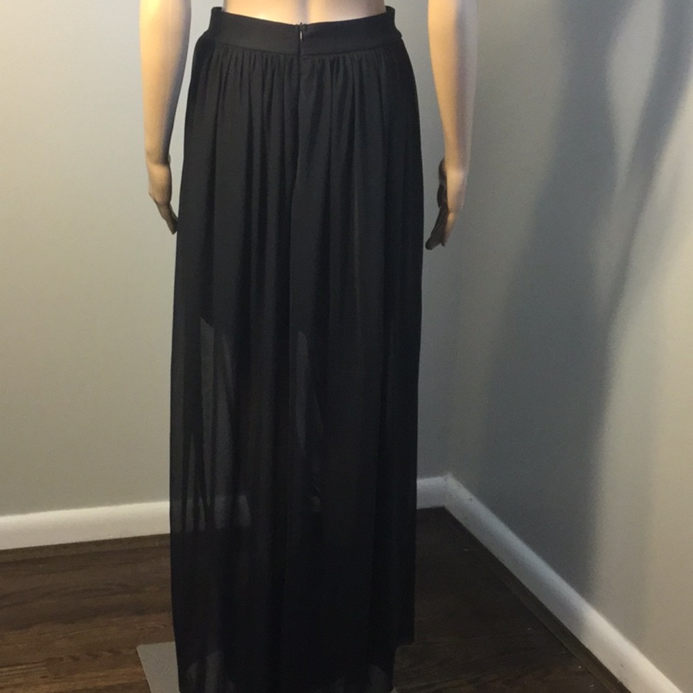 CHIC-A-BOOTI BLACK TWO-LAYER LINED MAXI SK…